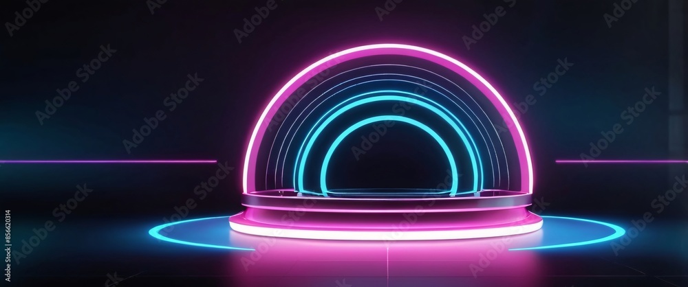 futuristic portal science fiction podium pedestal platform modern empty cyberpunk podium mockup space background futuristic portal science fiction podium pedestal platform modern empty cyberpunk podium mockup space background