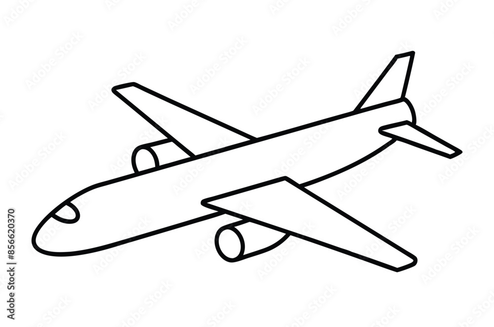 Airplane line drawing, Airplane continuous single sketch, Vector illustration Airplane line drawing, Airplane continuous single sketch, Vector illustration
