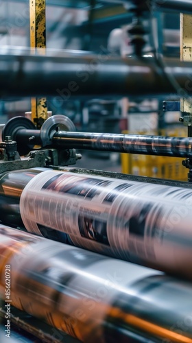 Close-up of a printing press machine