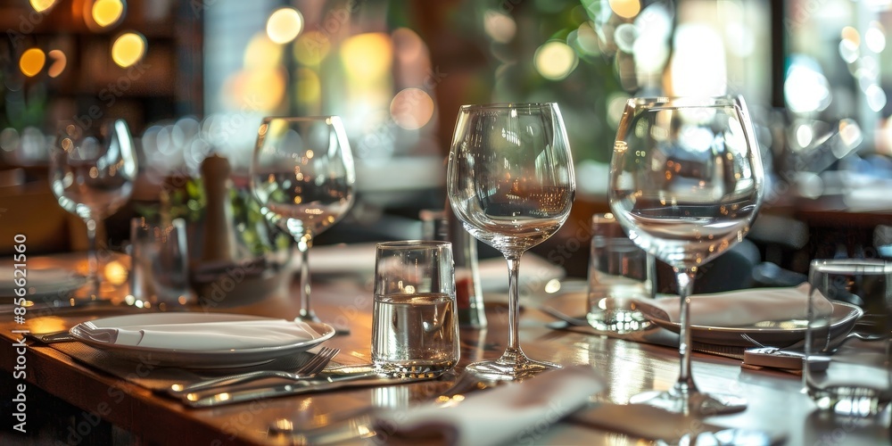 Obraz premium A table with a variety of wine glasses and a bottle of wine