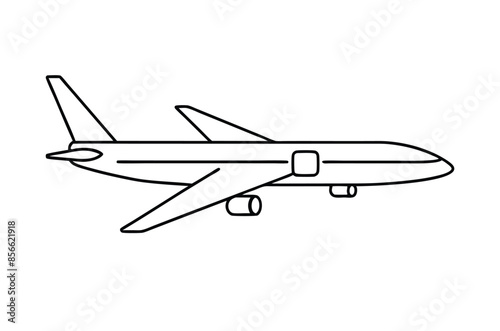 Airplane line drawing, Airplane continuous single sketch, Vector illustration