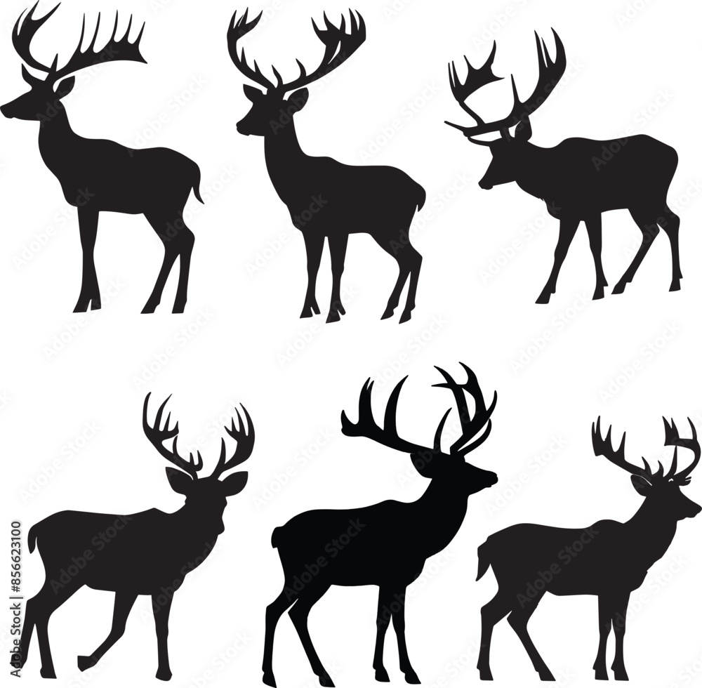 deer silhouette set