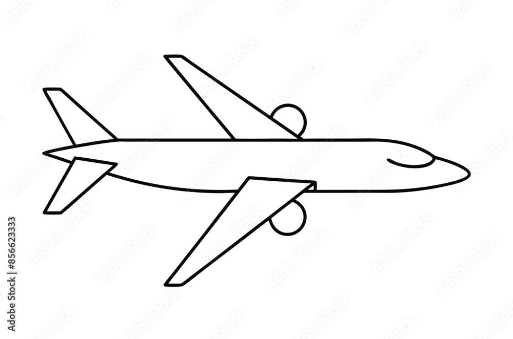 Airplane line drawing, Airplane continuous single sketch, Vector illustration Airplane line drawing, Airplane continuous single sketch, Vector illustration