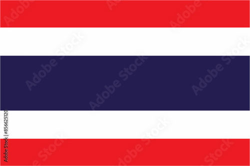 Thailand official flag vector with standard size and proportion. National flag emblem with accurate size and colors.