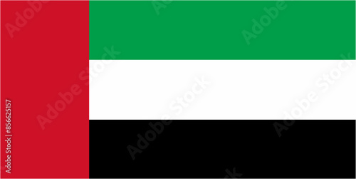 United Arab Emirates official flag vector with standard size and proportion. National flag emblem with accurate size and colors.