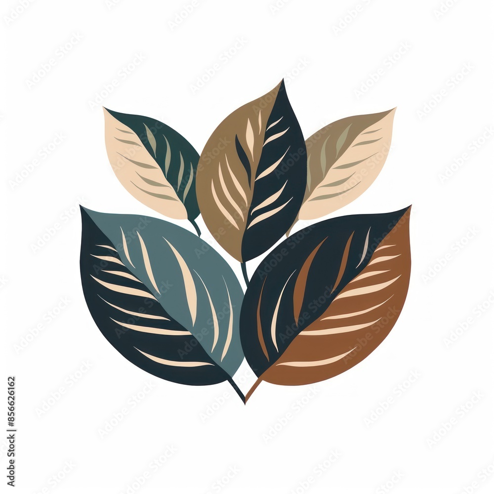 Abstract Illustration of Five Colorful Leaves Abstract Illustration of Five Colorful Leaves
