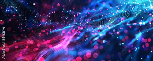 Abstract Blue and Pink Light Waves