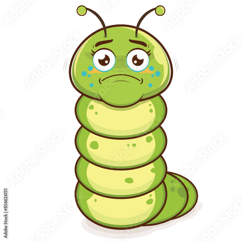 worm crying face cartoon cute