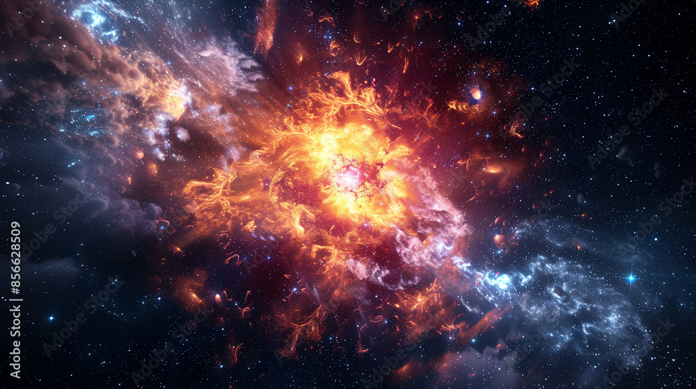 Naklejka premium Nebula in space, supernova explosion