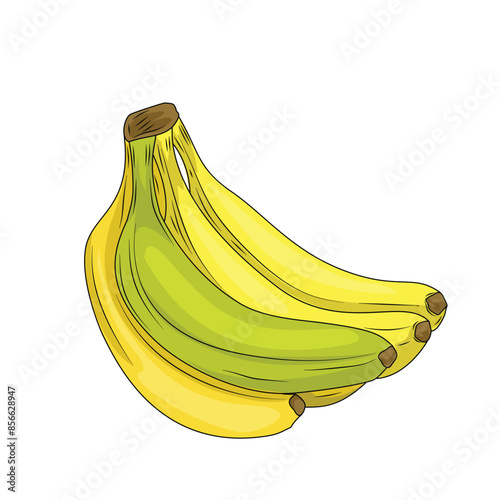 illustration of a yellow ripe banana, ripe banana