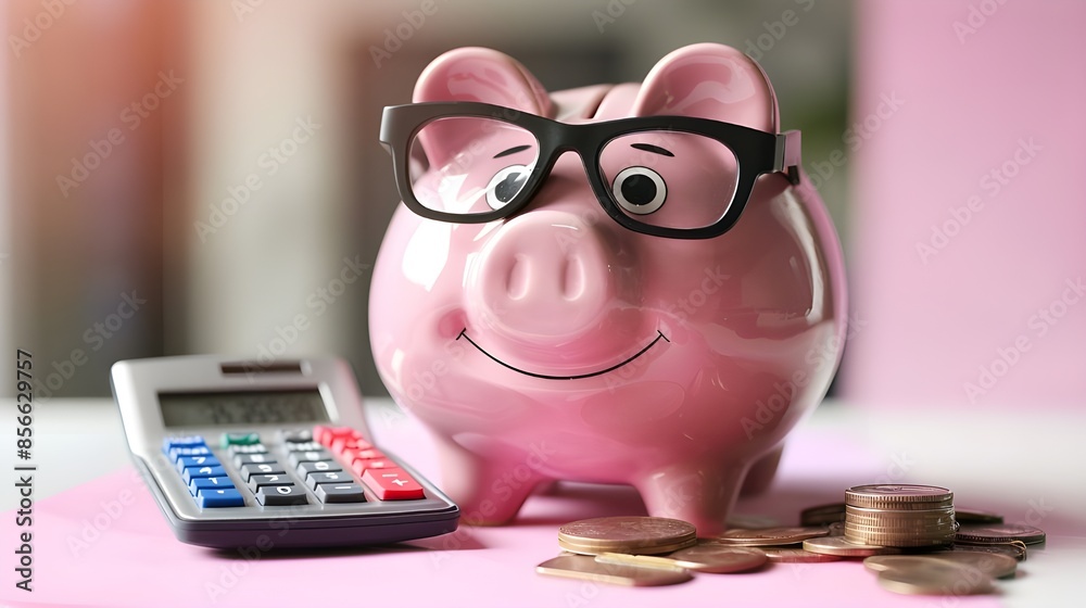 piggy bank with calculator