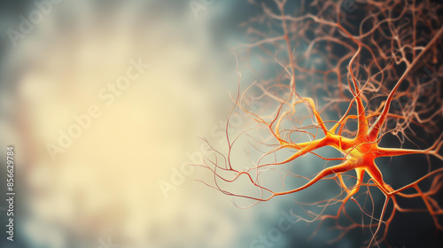 Explore a groundbreaking scientific discovery in hyperdetailed 3D rendering of captivating neuron firing patterns. photo