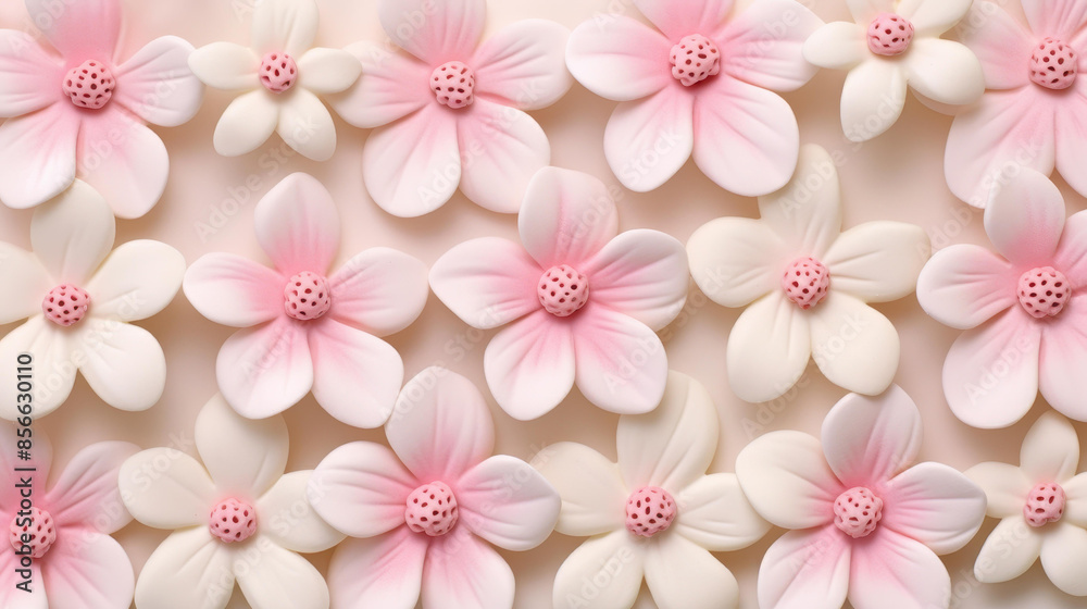 Elevate your space with an elegant 3D floral wallpaper featuring pastel pink and white flowers for a touch of sophistication.
