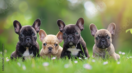group of french bulldog puppies