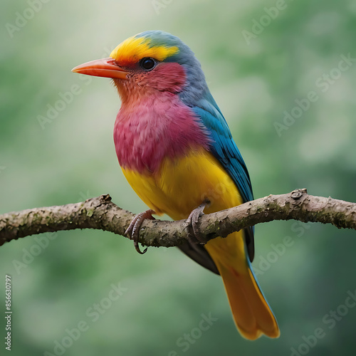 Vividly colored bird in nature. © Design Paradise.