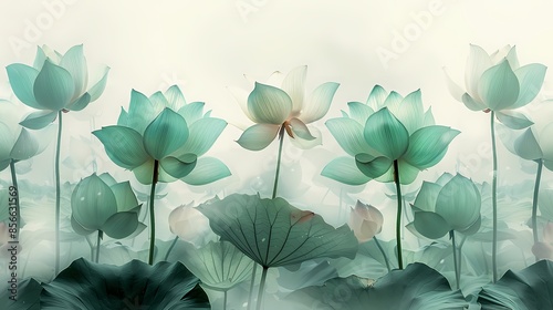Green lotus leaf texture illustration poster background