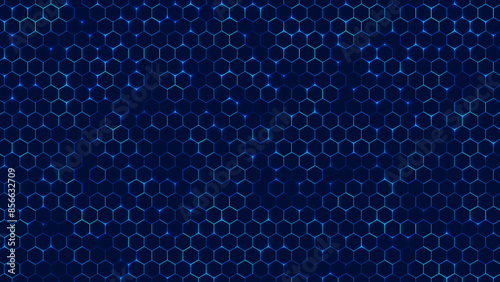 Hexagonal Abstract Technology Background. Hexagons Pattern for Hi-Tech Communication Design. Hi-tech Cyber Hexagon Sci-Fi Game Banner Grid. Nano Shield Pattern. Vector Illustration