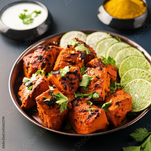 Indian food tandoori soya chaap or delicious soy chap dish