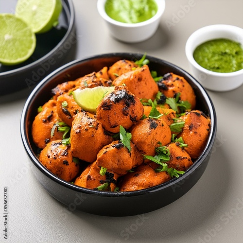 Indian food tandoori soya chaap or delicious soy chap dish