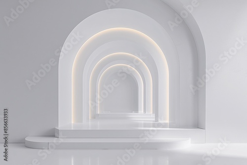 a white hallway with a light in the ceiling © Andrej