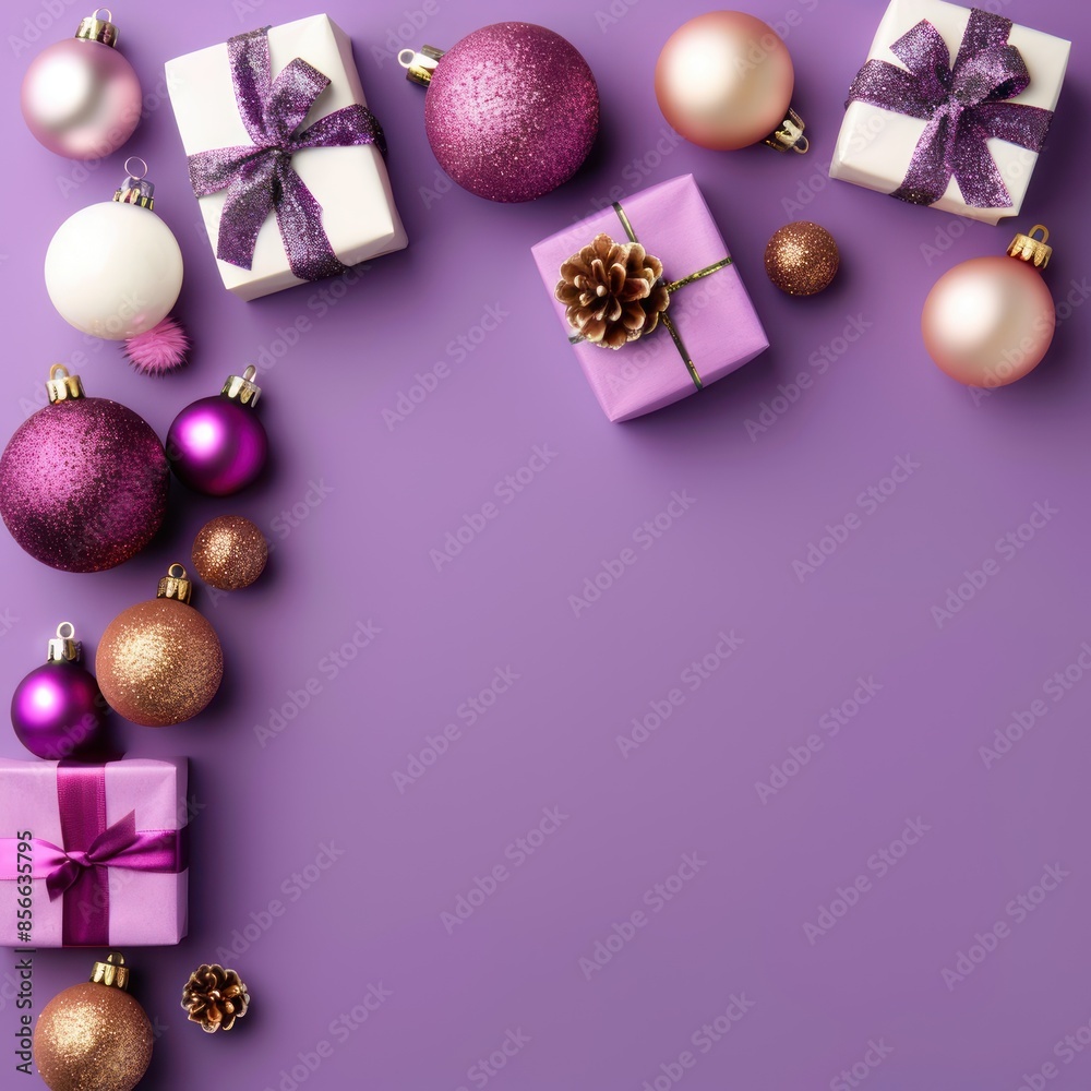 Christmas ornaments and gift boxes creating a stylish