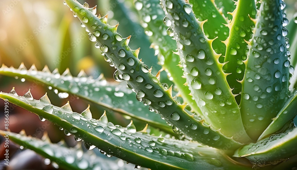 Fresh Vitality: Aloe Vera Plant with Dewy Droplets Fresh Vitality: Aloe Vera Plant with Dewy Droplets