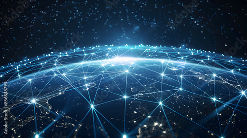 Global communication interconnection, where the bouncing light on the Earth's sphere connects various regions, is a communication concept.