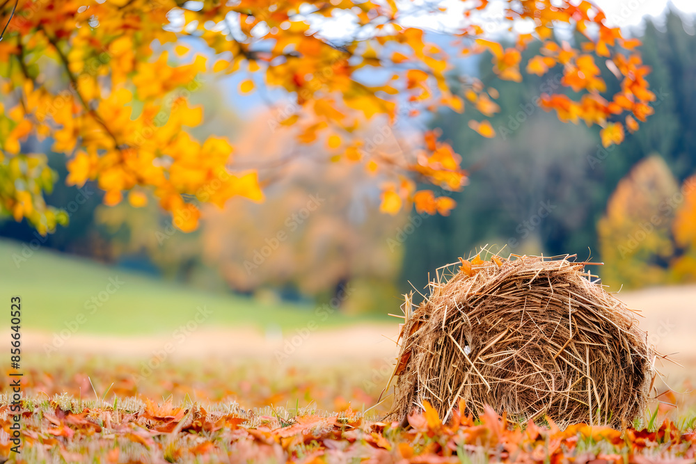 Hay bales in the field, autumn landscape in the mountains, landscape with grass and flowers, Autumn, Thanksgiving concept. Hay bales in the field, autumn landscape in the mountains, landscape with grass and flowers, Autumn, Thanksgiving concept.