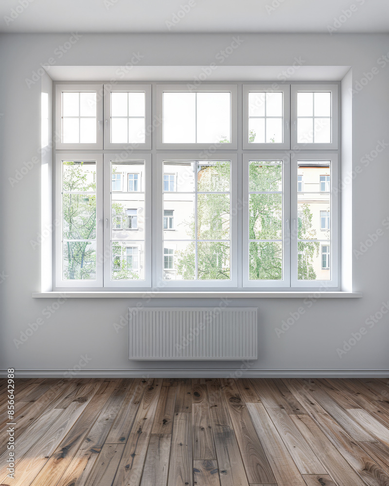 Window filling an empty apartment room with natural lighting. Residential interior design composition with copy space for an ad. Window filling an empty apartment room with natural lighting. Residential interior design composition with copy space for an ad.