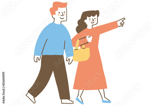 Man walking with woman pointing finger_Color