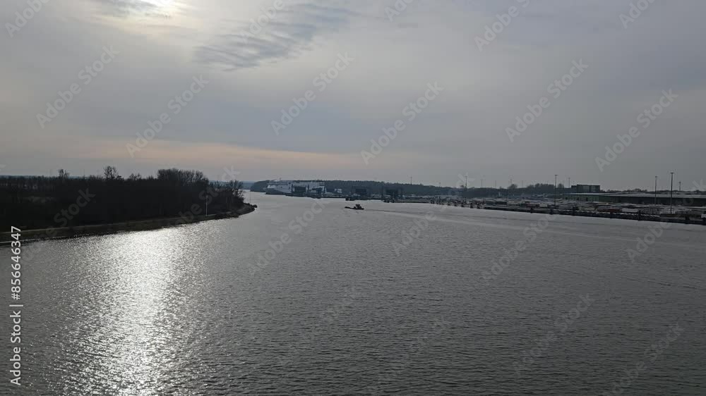 Ship entering travemunde port in Germany Ship entering travemunde port in Germany