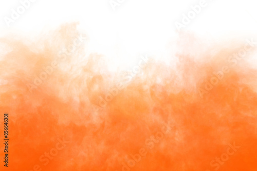 Abstract orange smoke effect isolated on transparent white background. Rising smoke texture, Fog steam or vapor overlay. Fire smoke orange color. Spooky holiday design element decoration, png