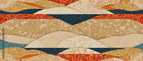 Background modern in the style of a Japanese paper collage. This pattern can be used as a cover page, template, backdrop, card, poster.