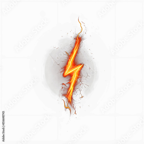 Fire Lightning Isolated on Transparent Background - Electric Energy and Storm Concept