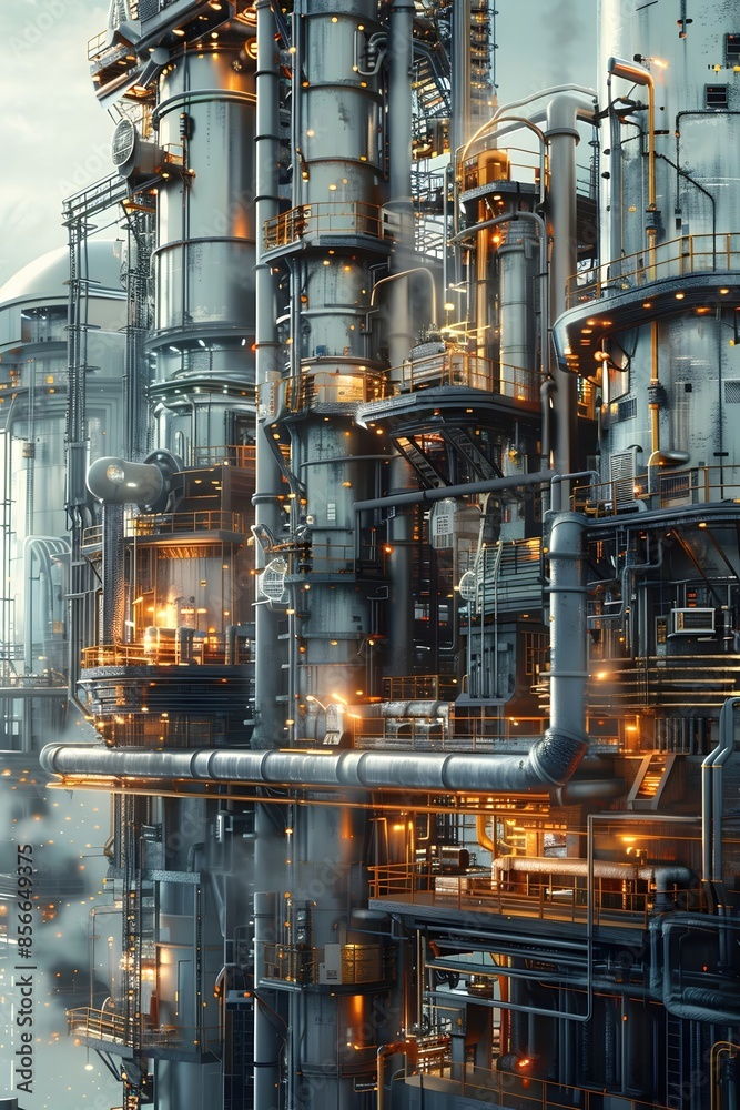Towering Automated Factory Complexes with Intricate Robotic Production Lines and Modular Fabrication Workshops Towering Automated Factory Complexes with Intricate Robotic Production Lines and Modular Fabrication Workshops