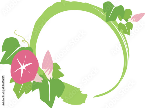ピンクの朝顔の花の背景フレームイラスト素材