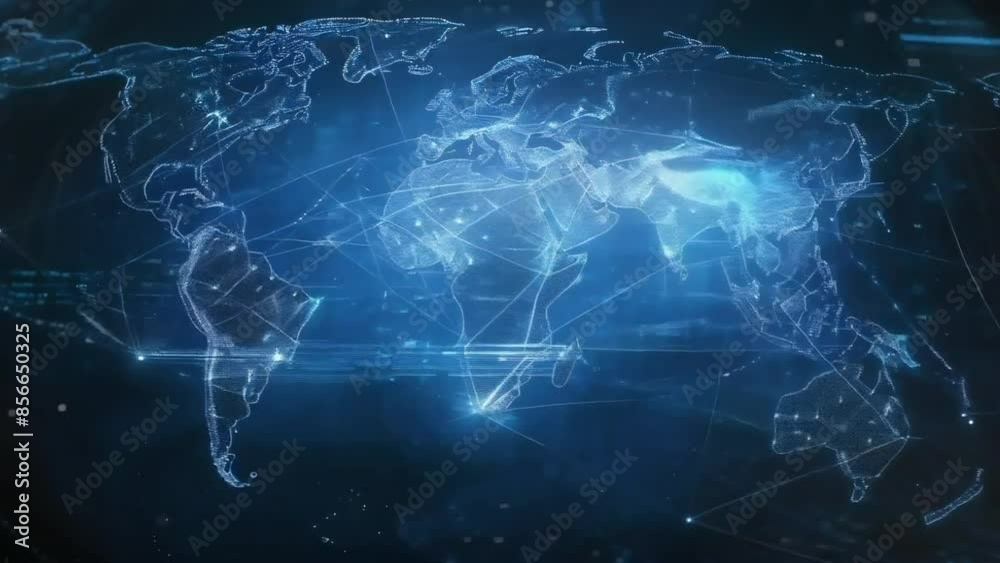 Digital World Map with Global Network Connections Digital World Map with Global Network Connections