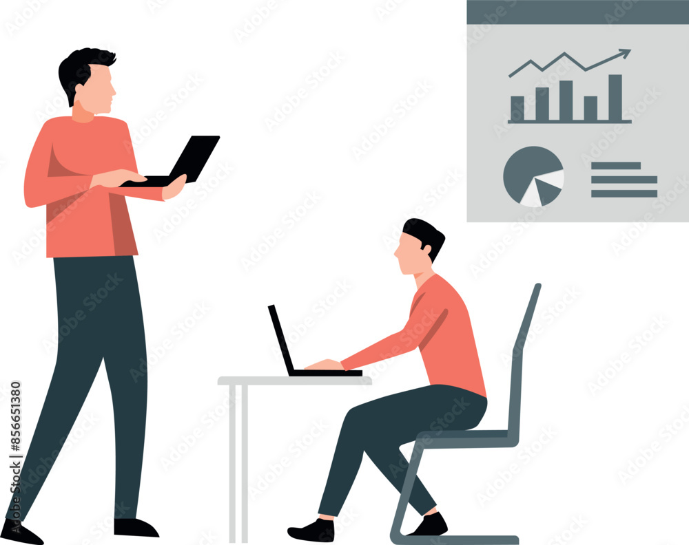 Fototapeta premium The boys are working on their laptops.