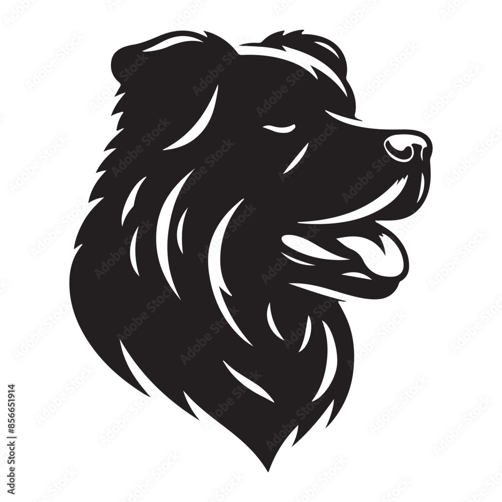 Fototapeta premium A cute Vector Silhouette Dog head with white background 