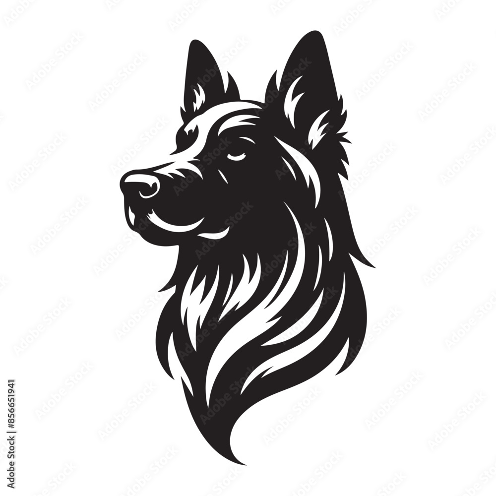 Naklejka premium A cute Vector Silhouette Dog head with white background 
