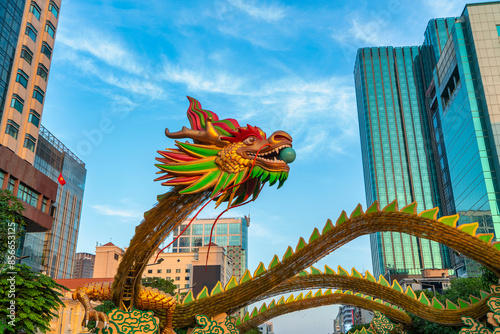 Dragon model at “Nguyen Hue flower street”, Ho Chi Minh City on Lunar New Year Giap Thin February 10, 2024