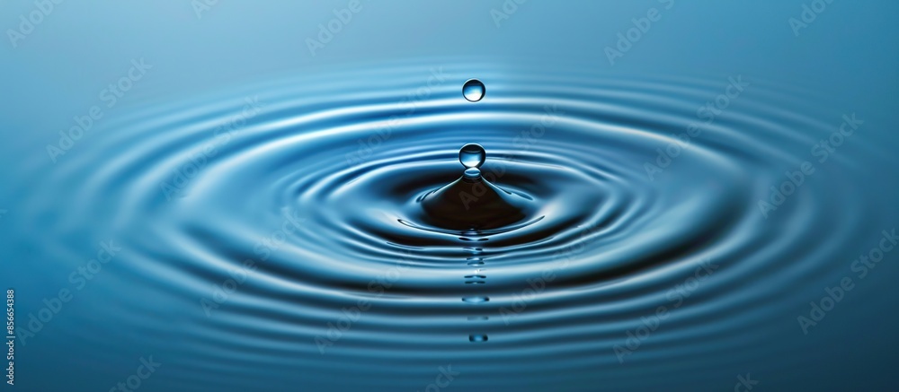 Water drop falling in water, creating ripples and reflections. Water drop falling in water, creating ripples and reflections.