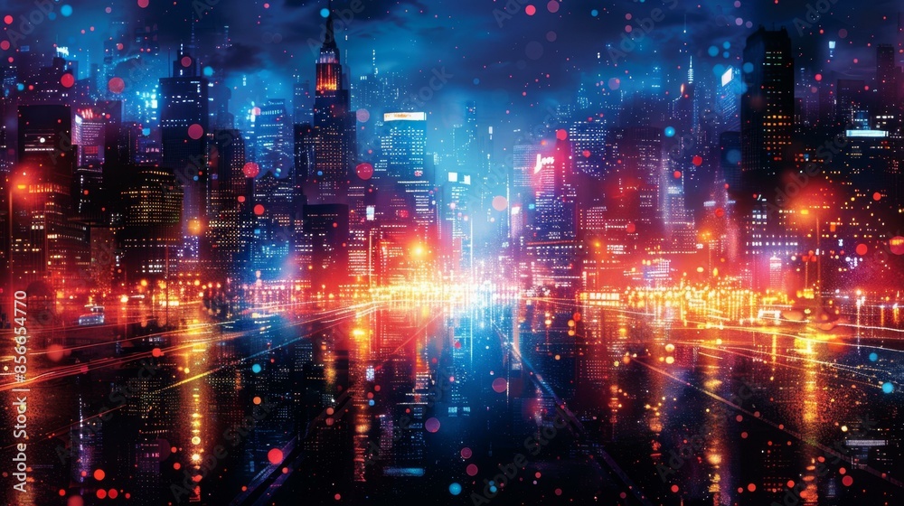 Digital Art: Cityscape at Night Digital Art: Cityscape at Night