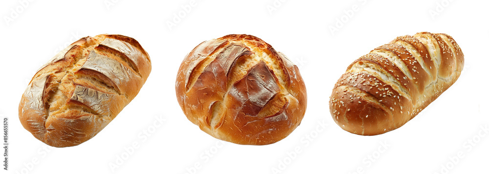 Collection of bread isolated on transparent background. Generated Ai
