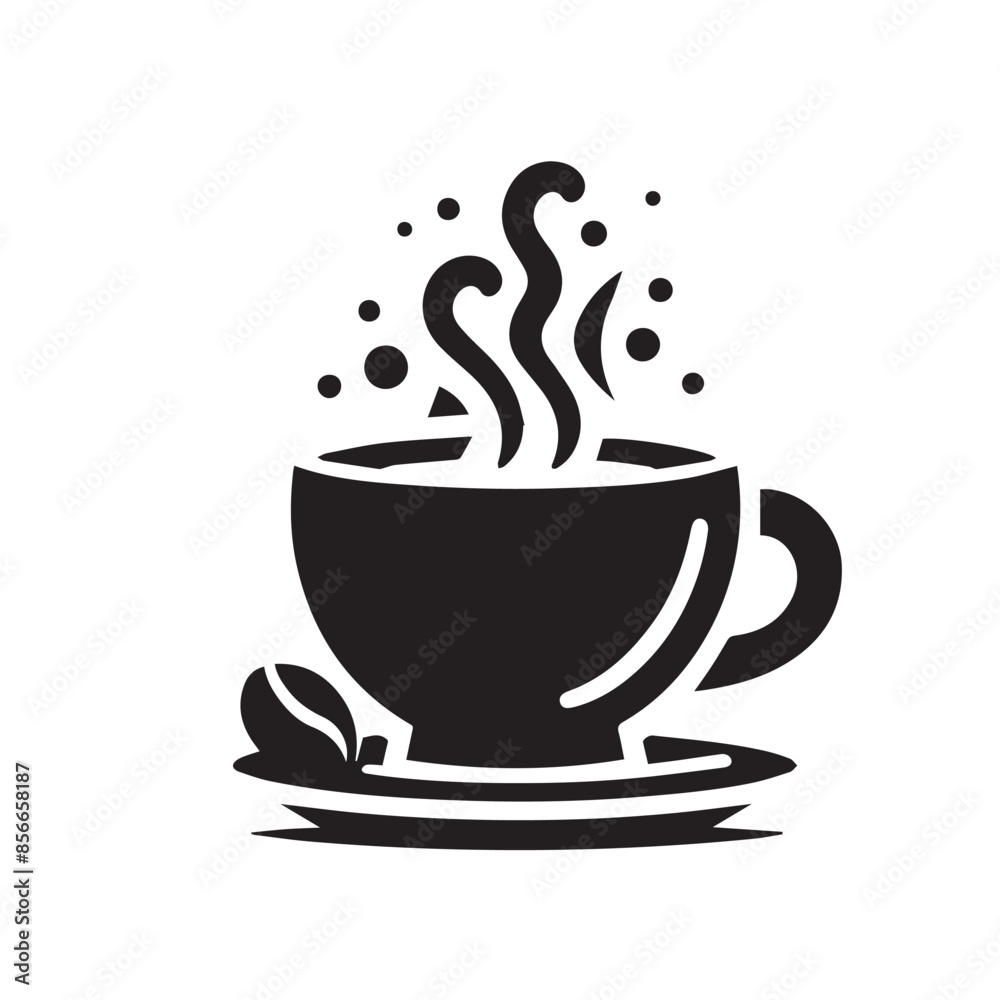 Silhouette of Coffee Cup Icon Isolated in White Silhouette of Coffee Cup Icon Isolated in White