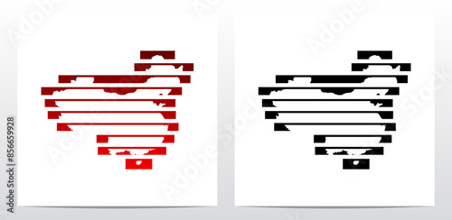 Behind Bars Prison Stripe Lines Map Of China
