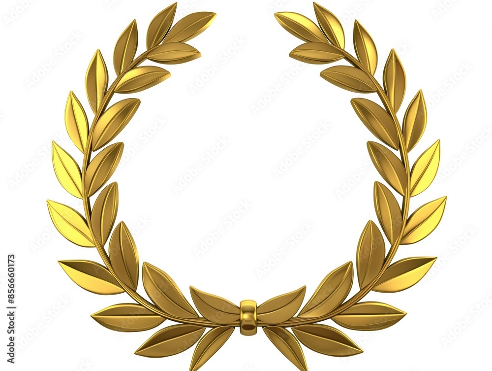 Gold 3D laurel wreath isolated on white background with copyspace Gold 3D laurel wreath isolated on white background with copyspace