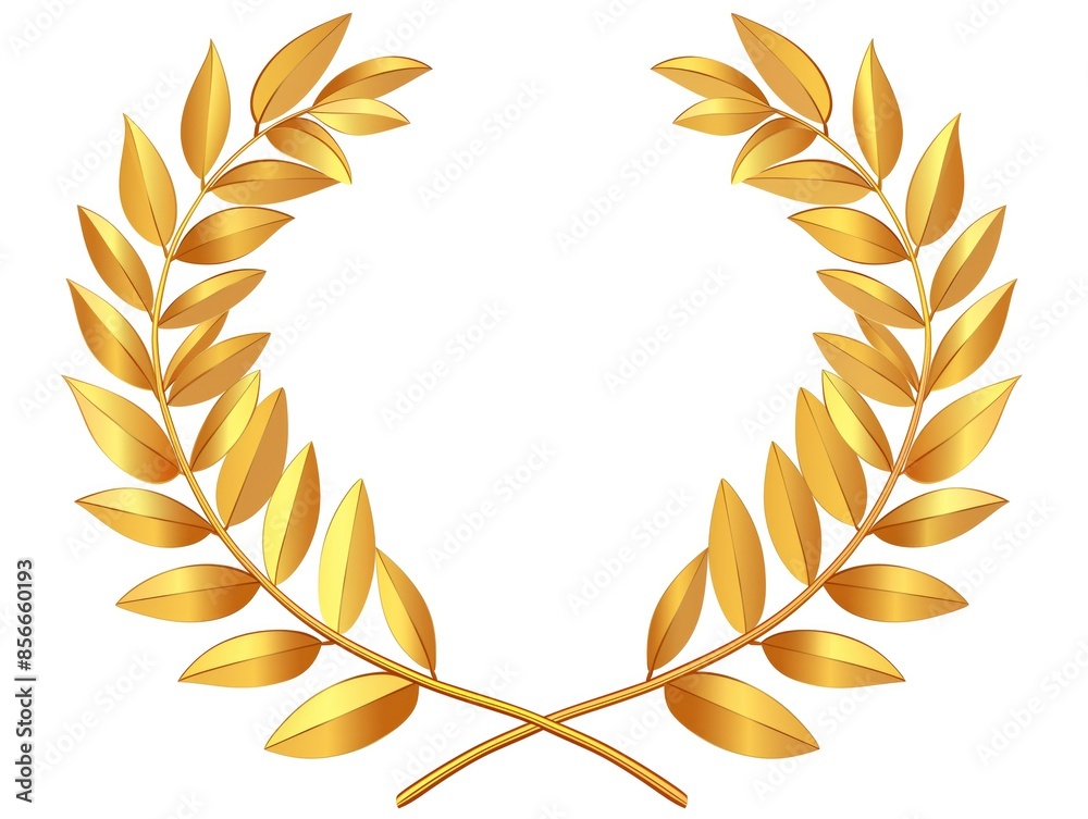 Gold 3D laurel wreath isolated on white background with copyspace Gold 3D laurel wreath isolated on white background with copyspace