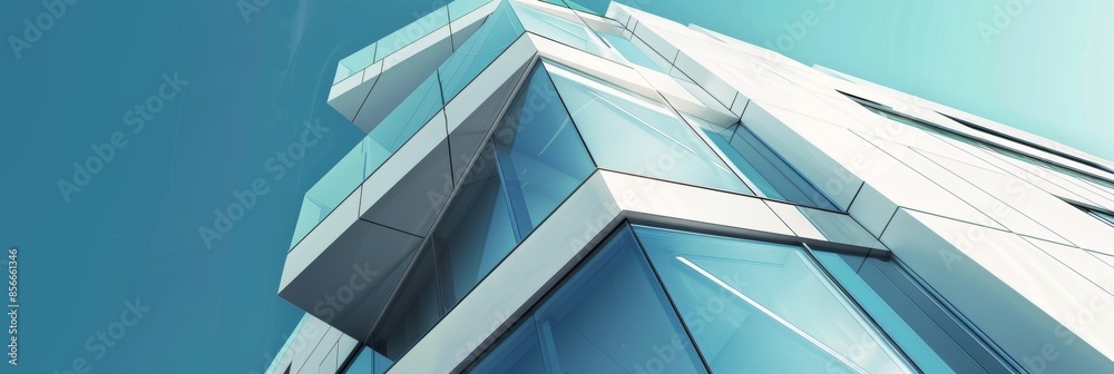 Bold geometric shapes forming a modernist apartment building. Bold geometric shapes forming a modernist apartment building.