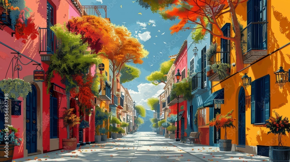 Fototapeta premium Colorful Mediterranean Street